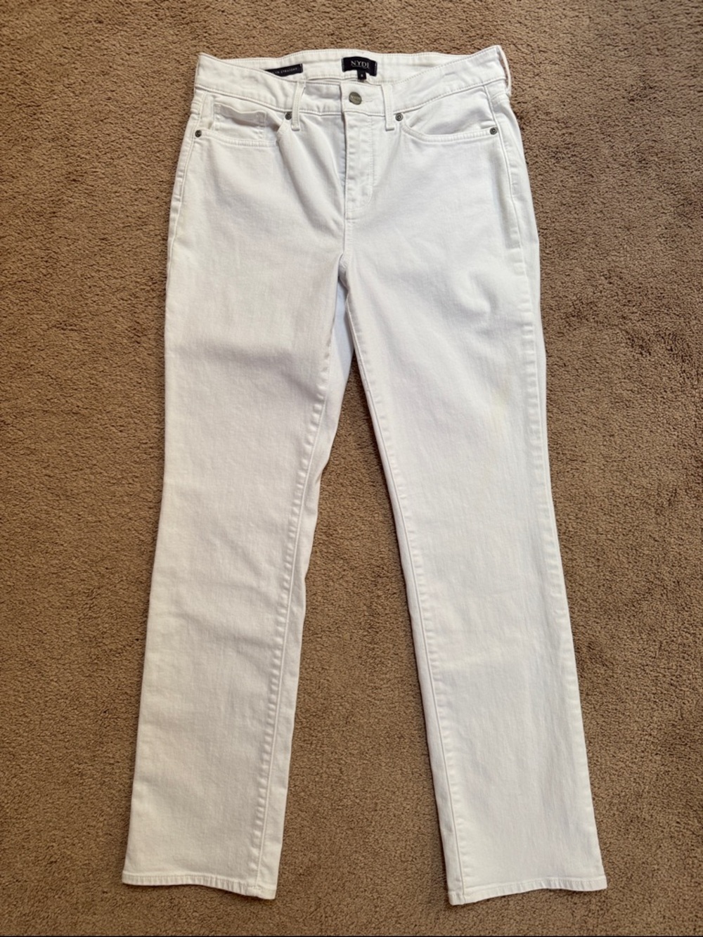 NYDJ Marilyn Straight white jeans